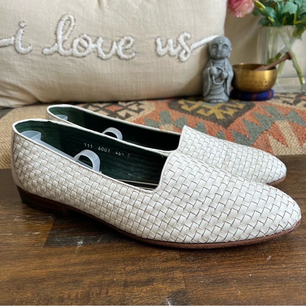 GUCCI Rare Vintage White Woven Leather Loafers IT/EU46.5 US13